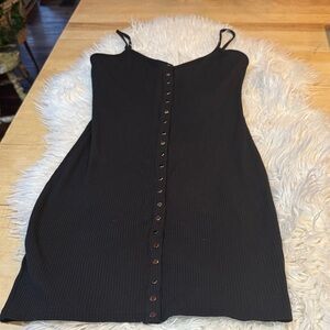 By The Way Black Mini Dress with Button Detail